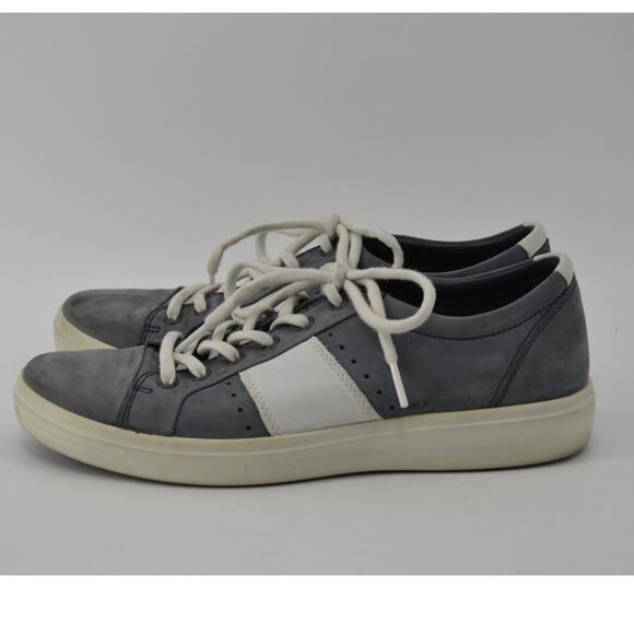 ECCO Soft Gray-Blue White Sneakers Lace Up Mens Leather SZ 7 - Picture 10 of 10
